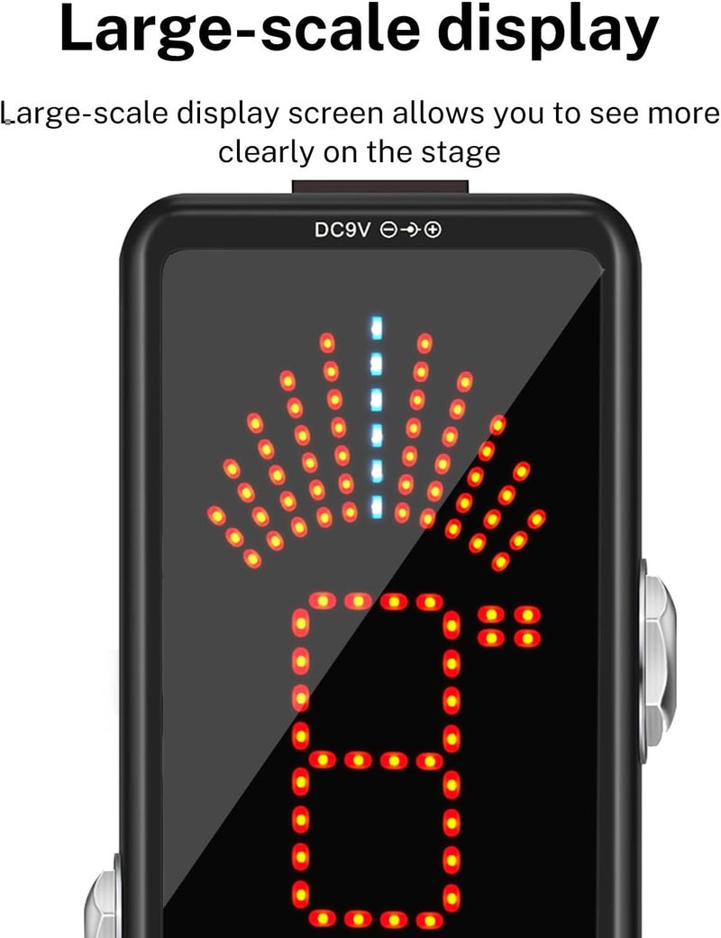 Hafair Deluxe Chromatic Tuner Pedal,Large Screen High Precision ±0.1% Accuracy,Display Leads Clear Results of Tuning for Electric Guitar and Bass - Image 1